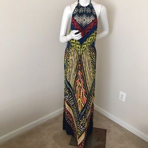 A’Gaci Printed Halter Maxi Dress